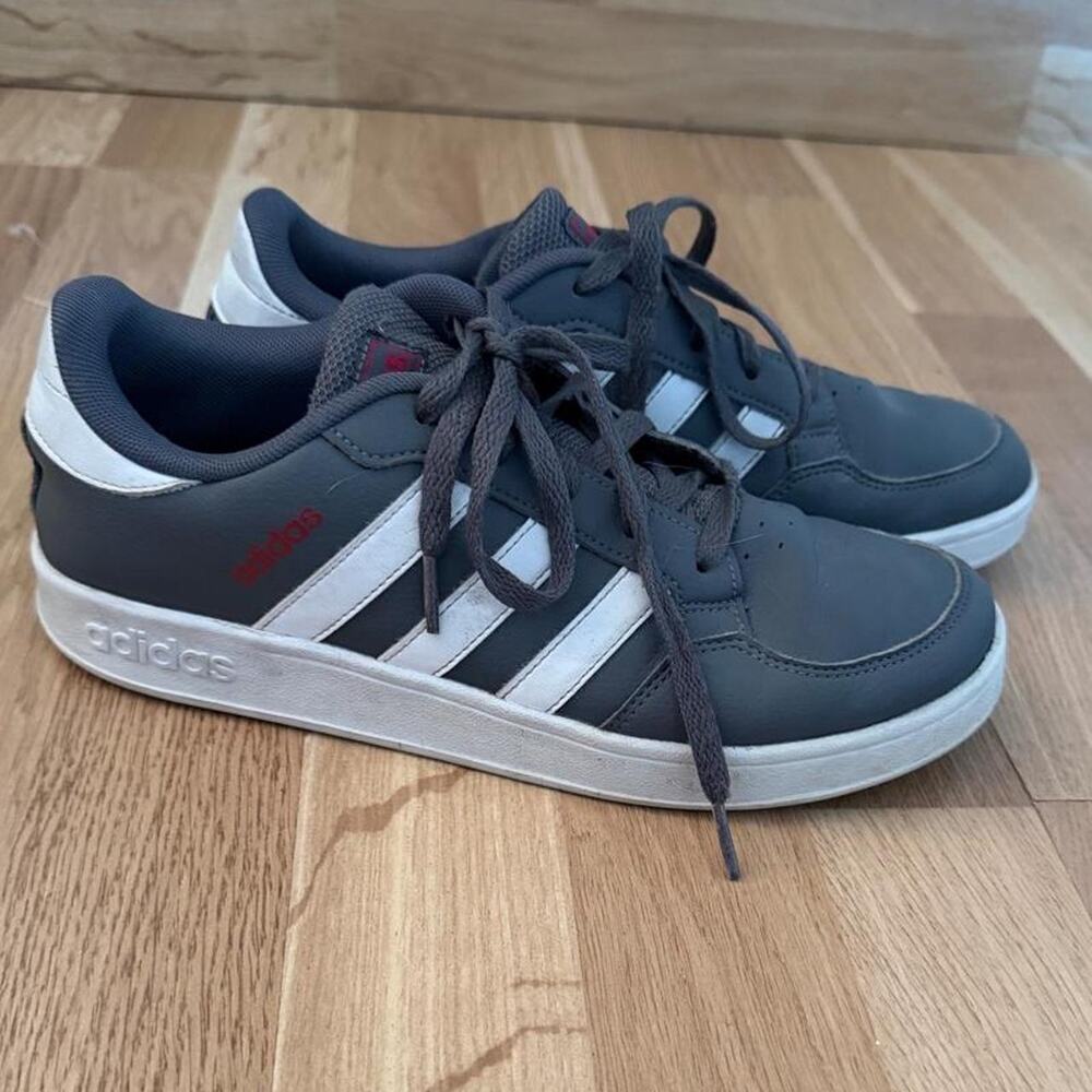 Adidas Gray Sneakers with White Stripes Size 6.5